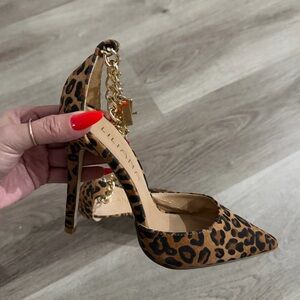 Leopard Print Stiletto Heels with Gold Chain